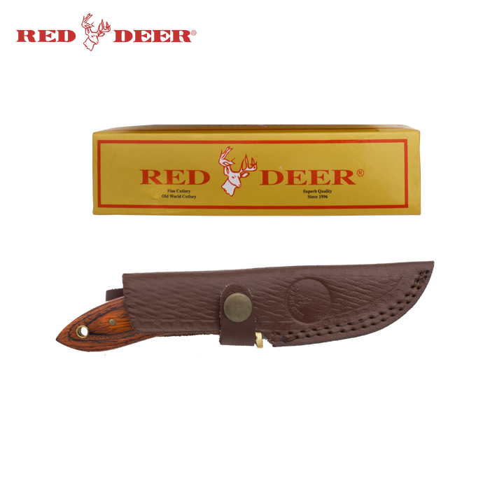 7.5 inch Red Deer Red Natural Wood Handle Hunting Knife - AnyTime Blades
