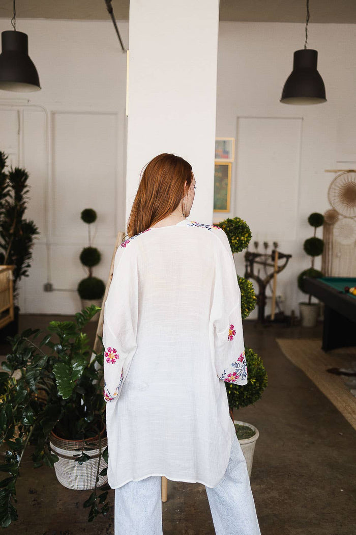 Anemone Embroidered Kimono