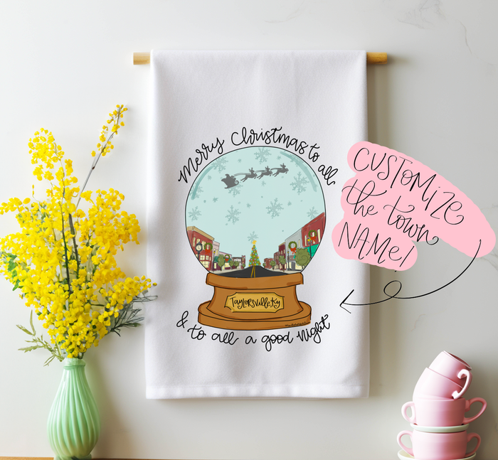 Custom Snow Globe Tea Towel