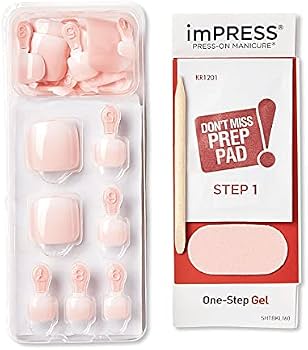 ImPRESS Press On Pedicure One Step Gel Toe Nails, 1 Pack