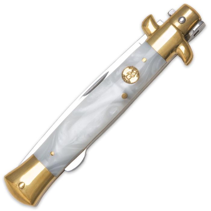 Kissing Crane Mother Of Pearl Stiletto Pocket Knife - AnyTime Blades
