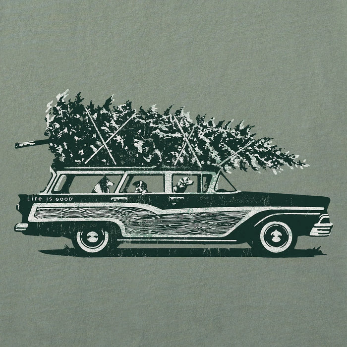 Photo Christmas Tree Wagon Long Sleeve Crusher Tee