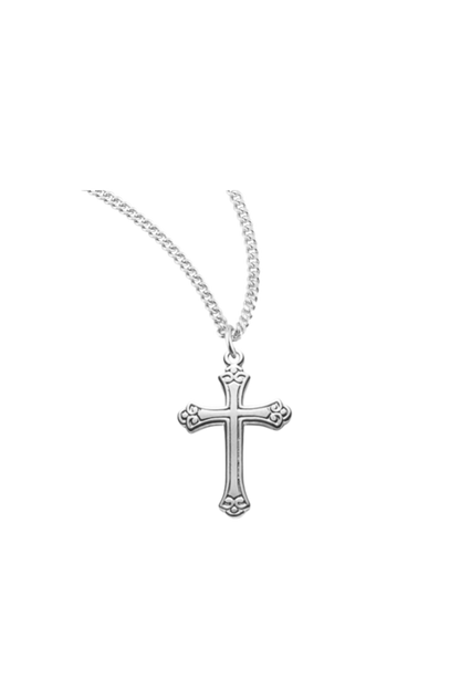 0.8" Sterling Silver Small Swirl Tipped Cross