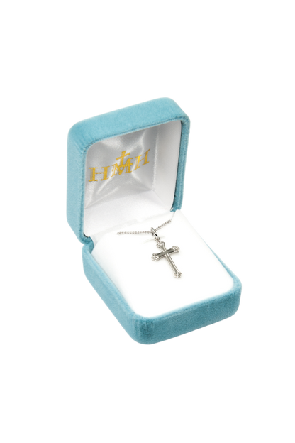 0.8" Sterling Silver Small Swirl Tipped Cross