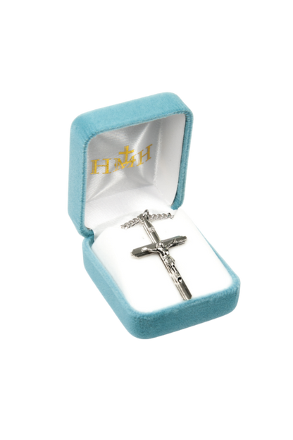 1.7" Sterling Silver Inlayed Crucifix