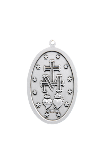 1.8" Sterling Silver Large Oval Miraculous Medal