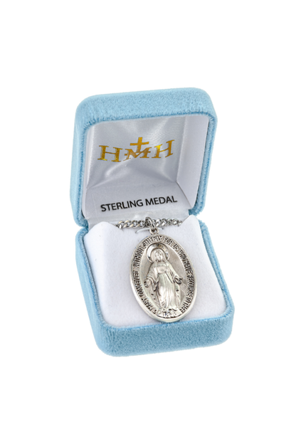 1.8" Sterling Silver Large Oval Miraculous Medal