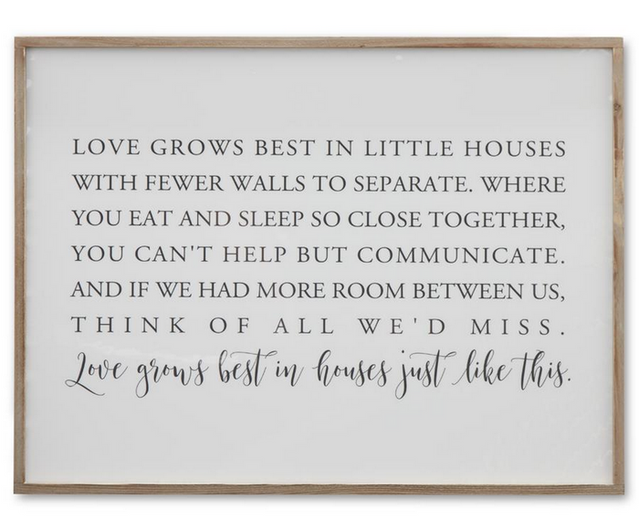 23.75" Framed Wht Wood Love Grows Best