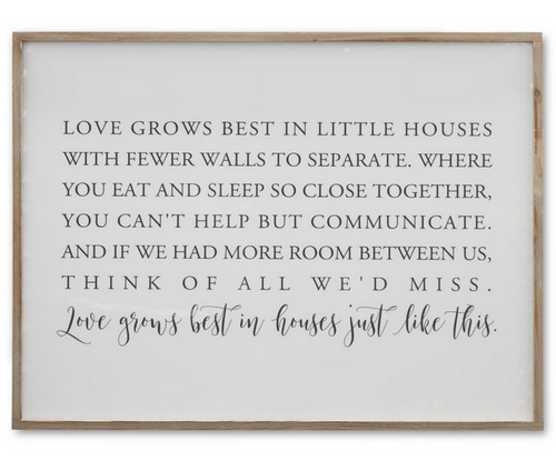 23.75" Framed Wht Wood Love Grows Best