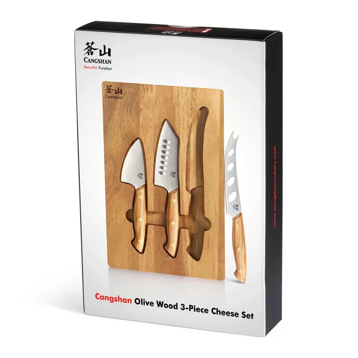 3-Piece Olive Wood Cheese Knife Set