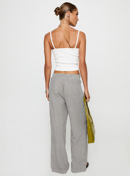 Beach House Pants Black / White Stripe