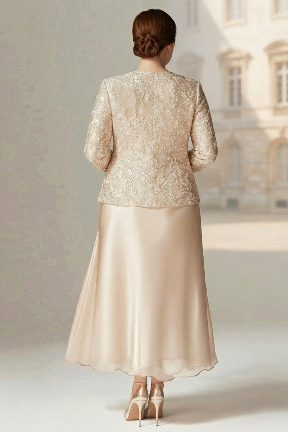 Champagne Plus Size A-Line 2-Piece Mother of the Bride Dress