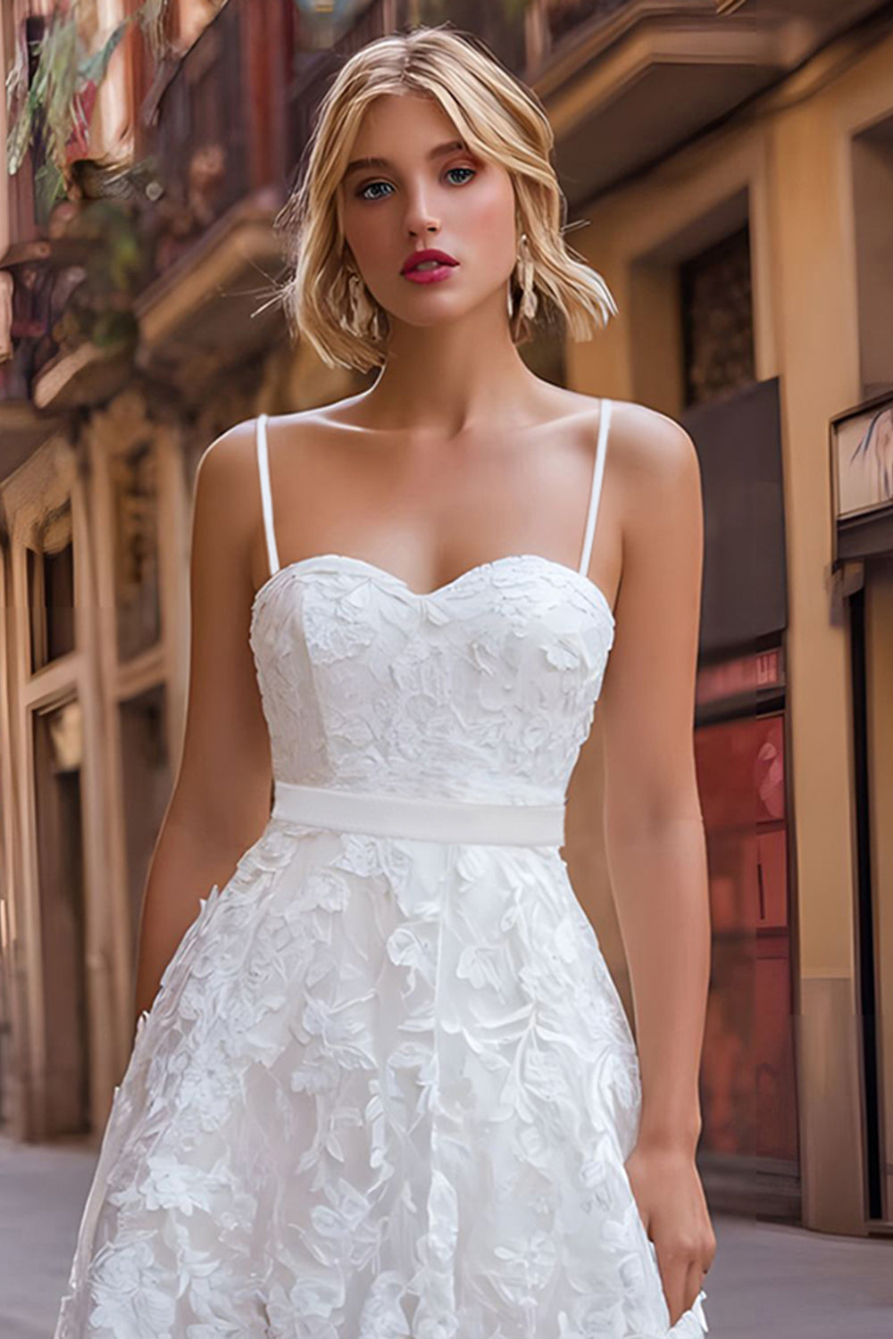 White Sweetheart Lace A Line Short Bachelorette Dress