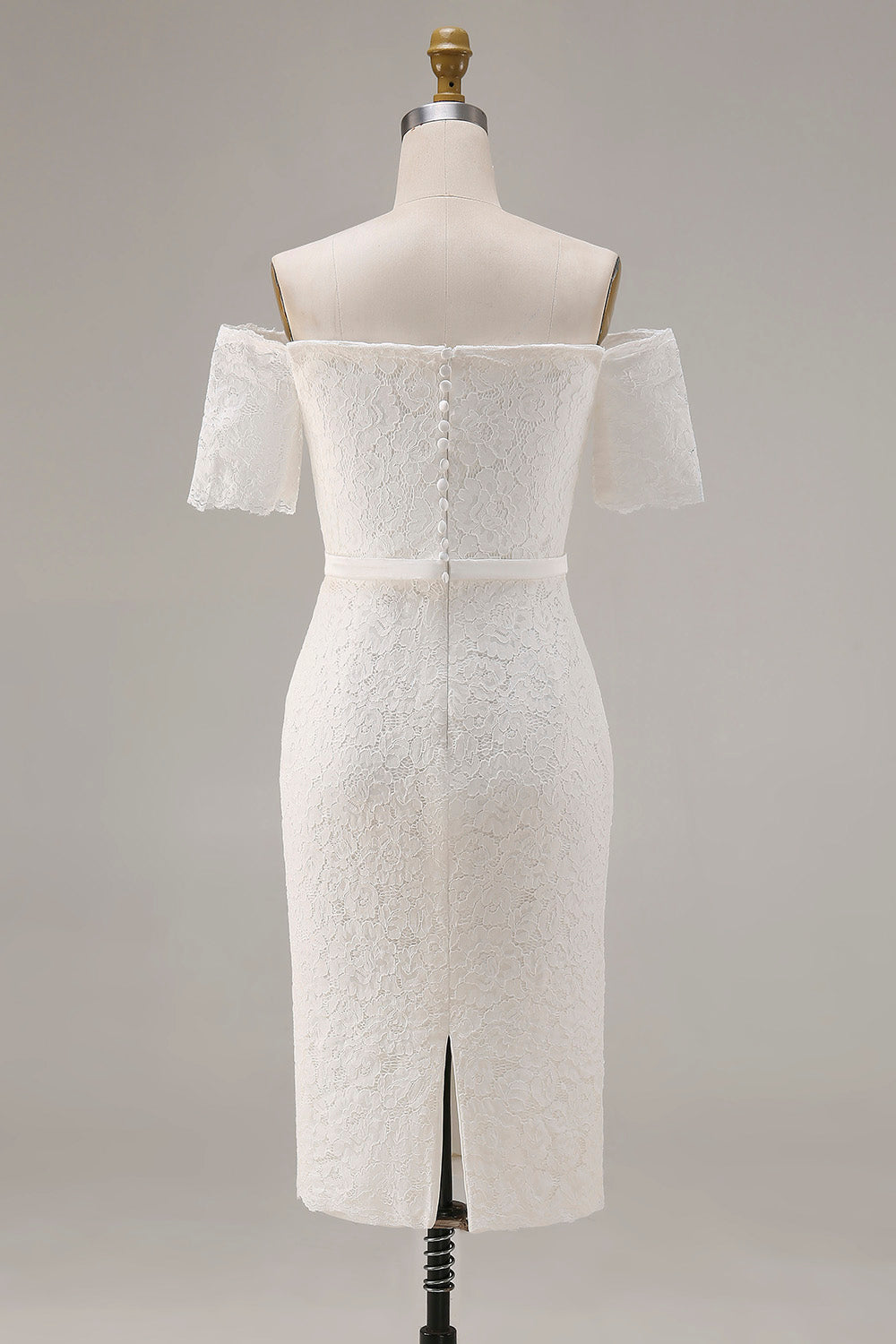 Ivory Lace Bodycon Off the Shoulder Midi Boho Engagement Dress