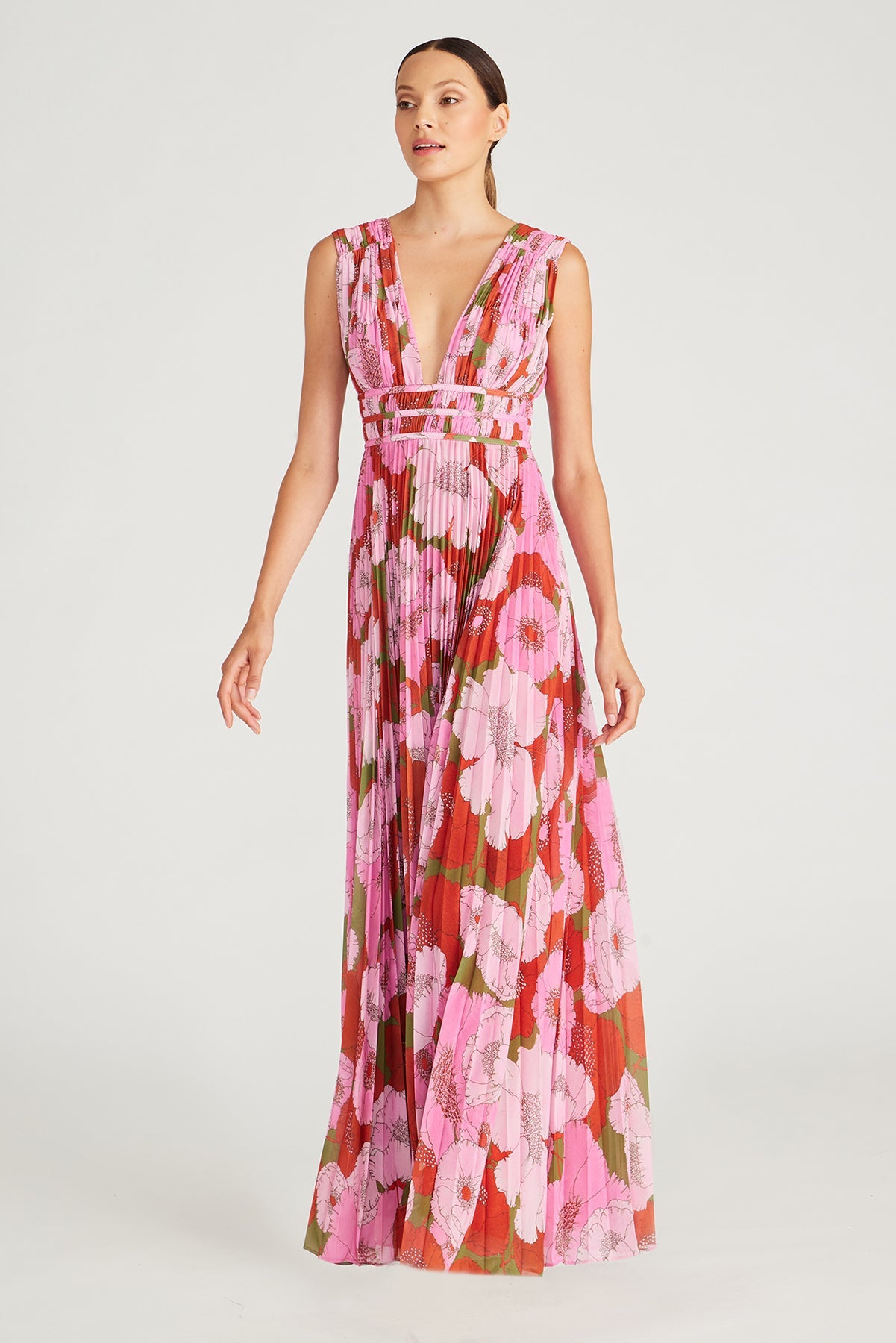 Dua Deep V Pleated Gown