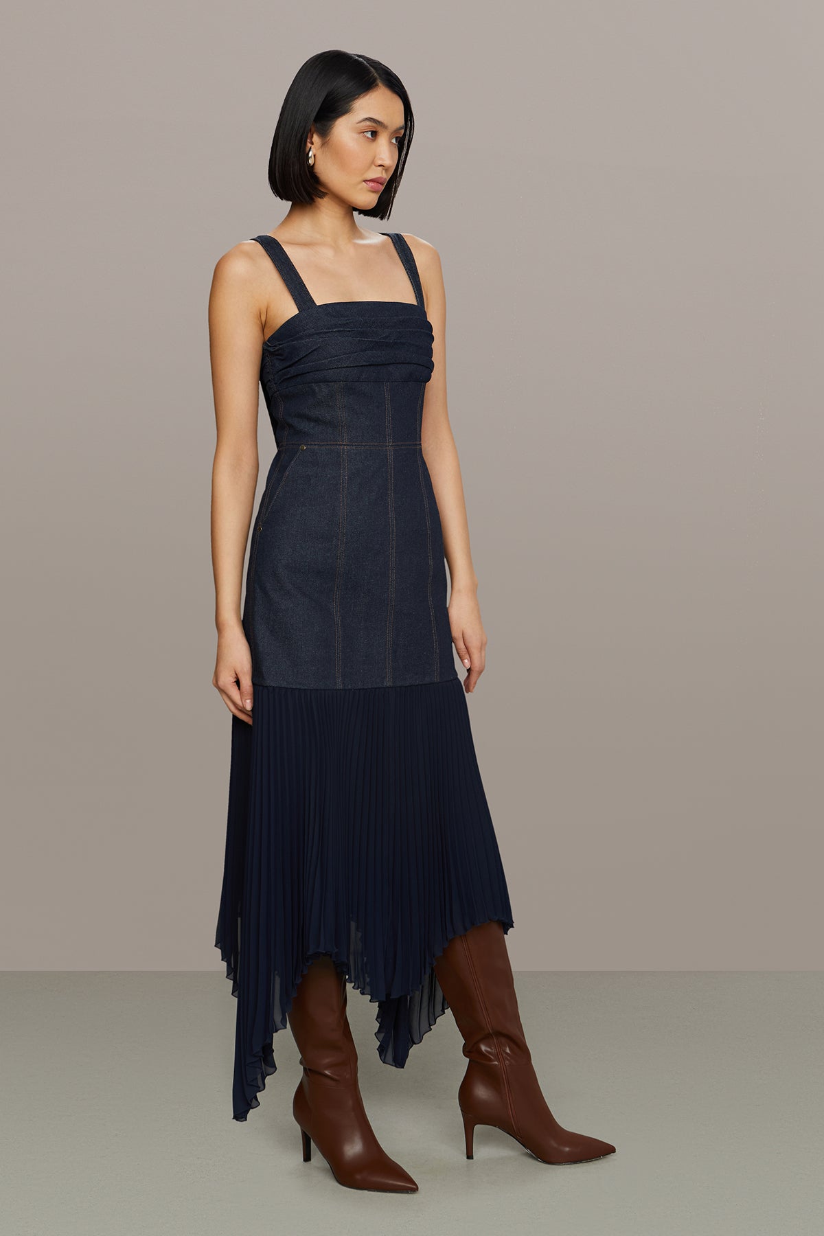 Jac Denim Combo Midi Dress