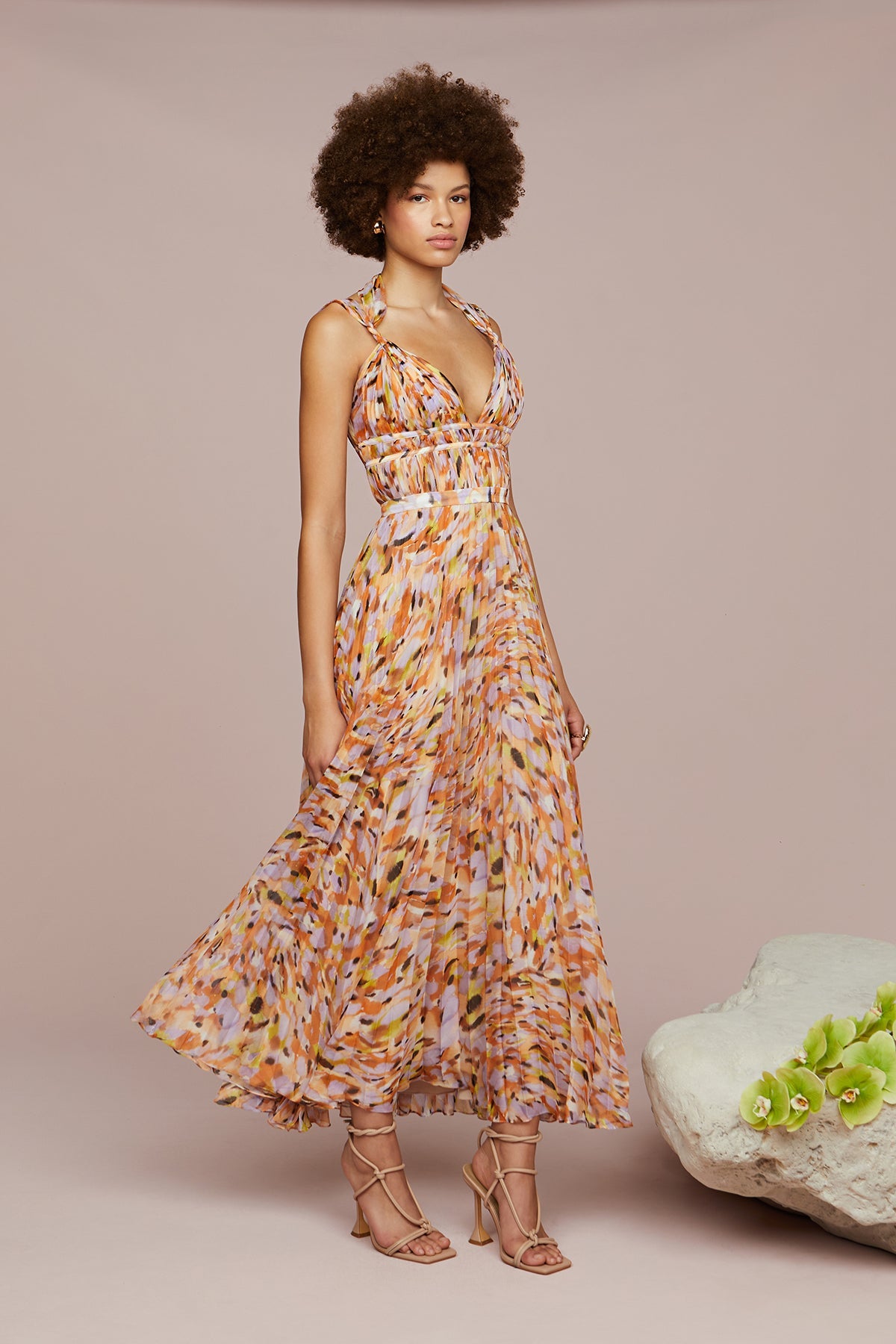 Neve Pleated Chiffon Dress