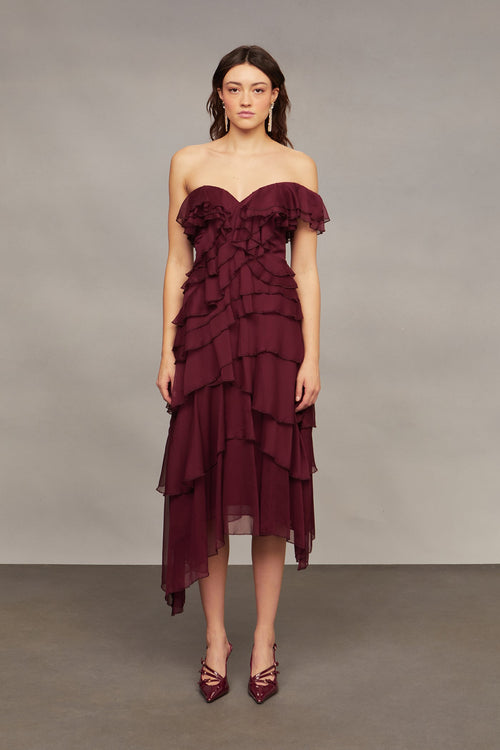 Emaline Chiffon Cascade Dress