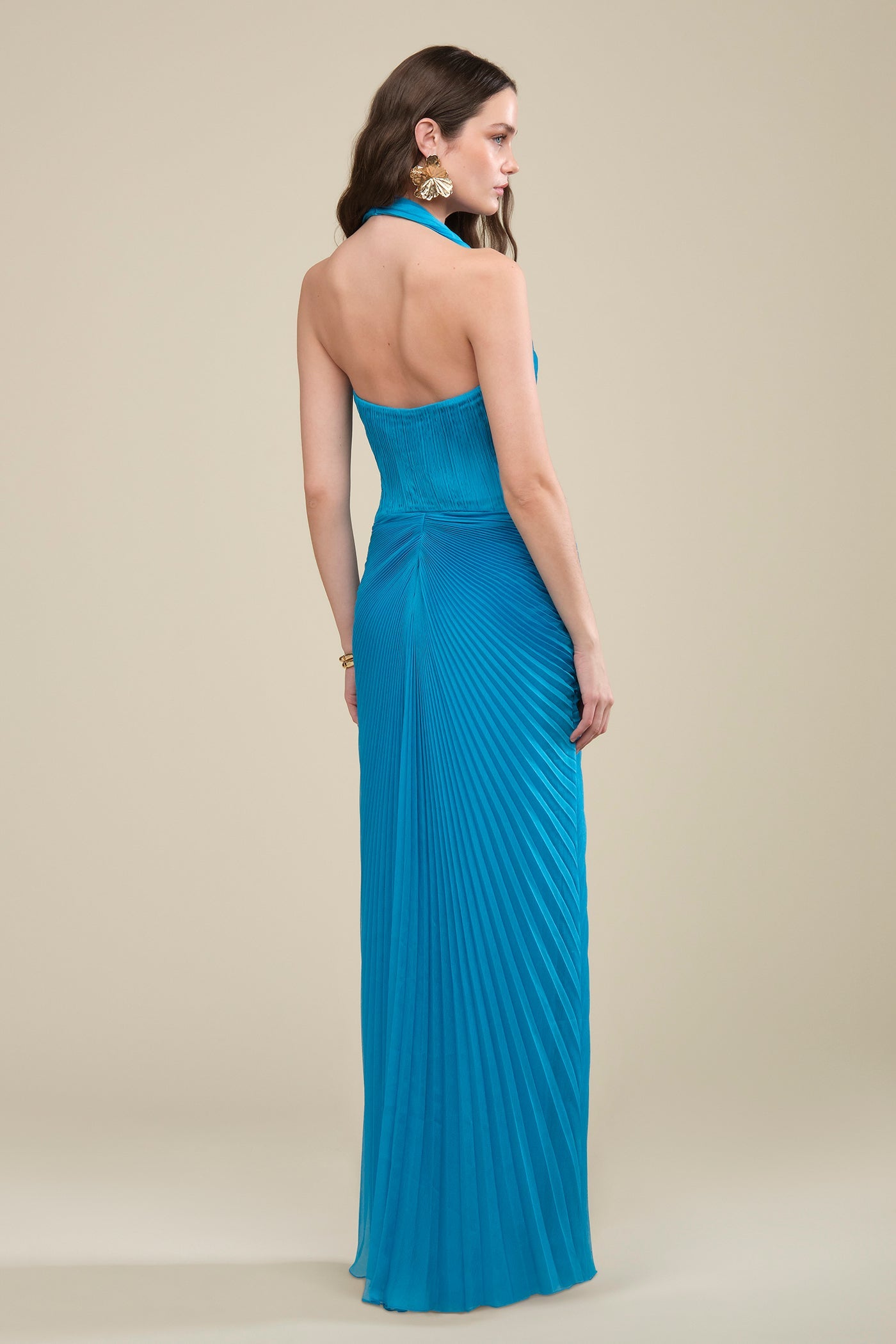 Enly Pleated Ruched Gown