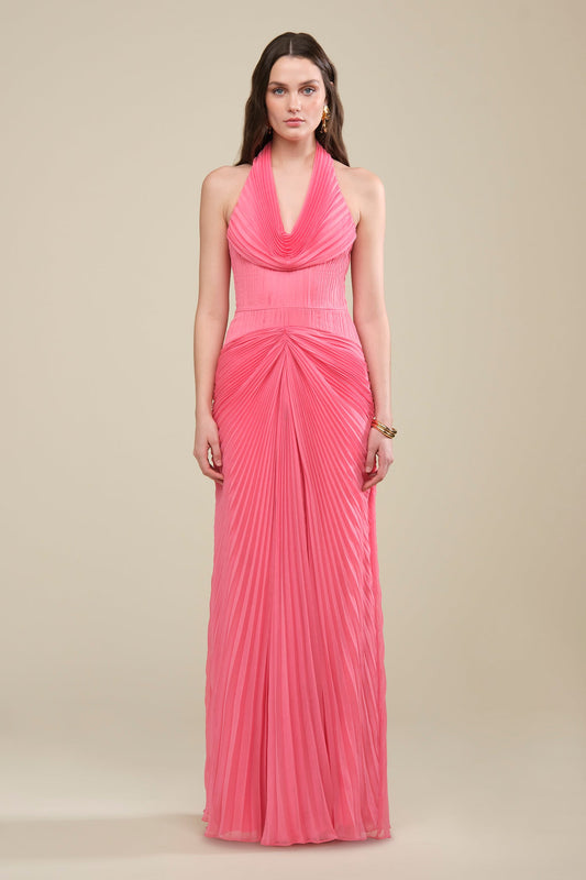 Enly Pleated Ruched Gown