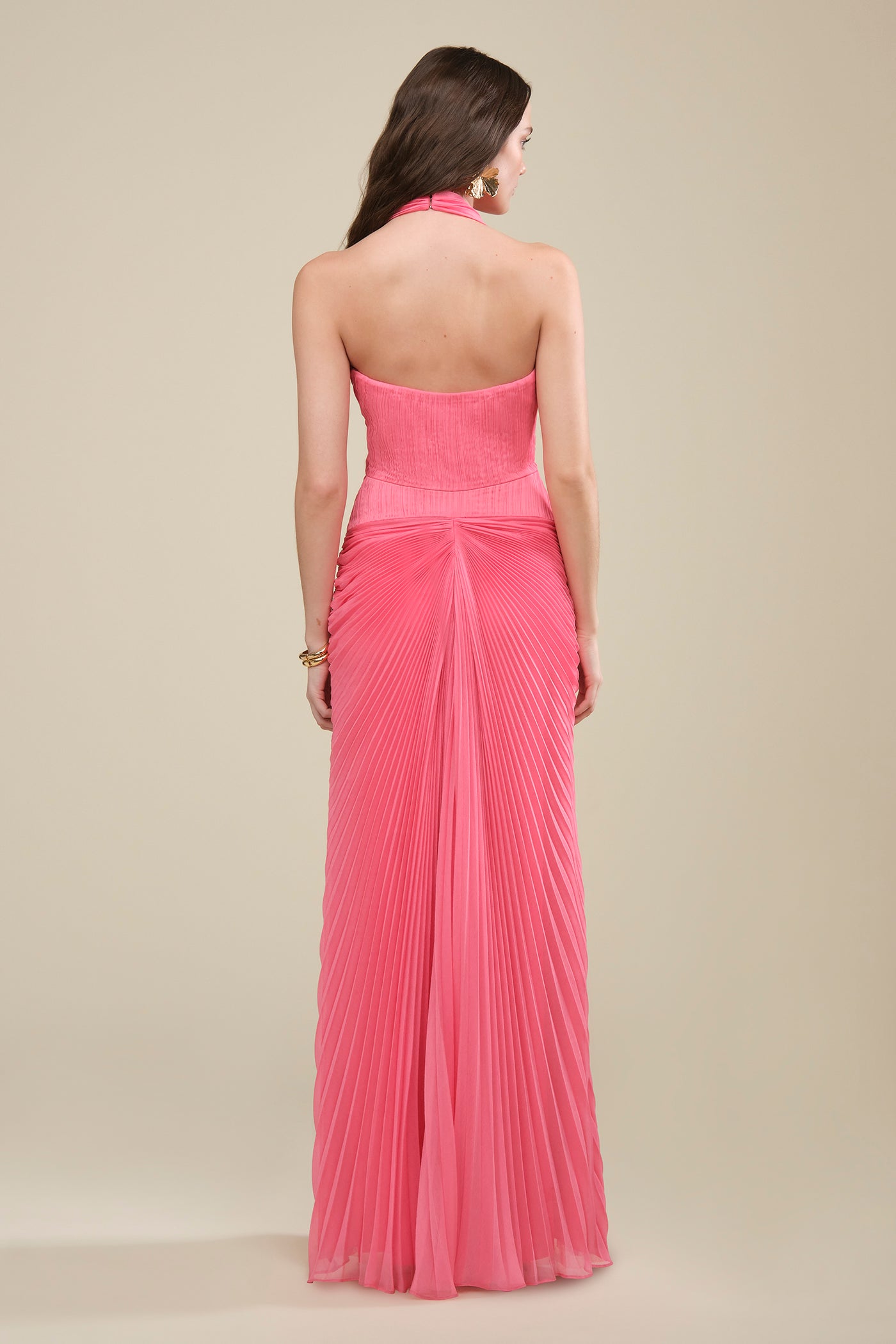 Enly Pleated Ruched Gown
