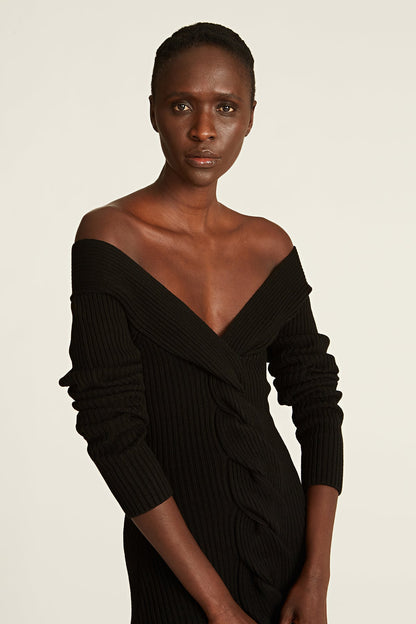 Trianna Off Shoulder Wool Dress