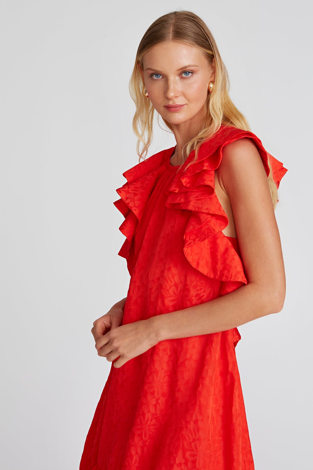 Dorota High Neck Ruffle Gown