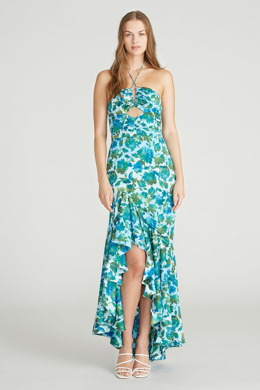 Edie High Low Tie Neck Gown