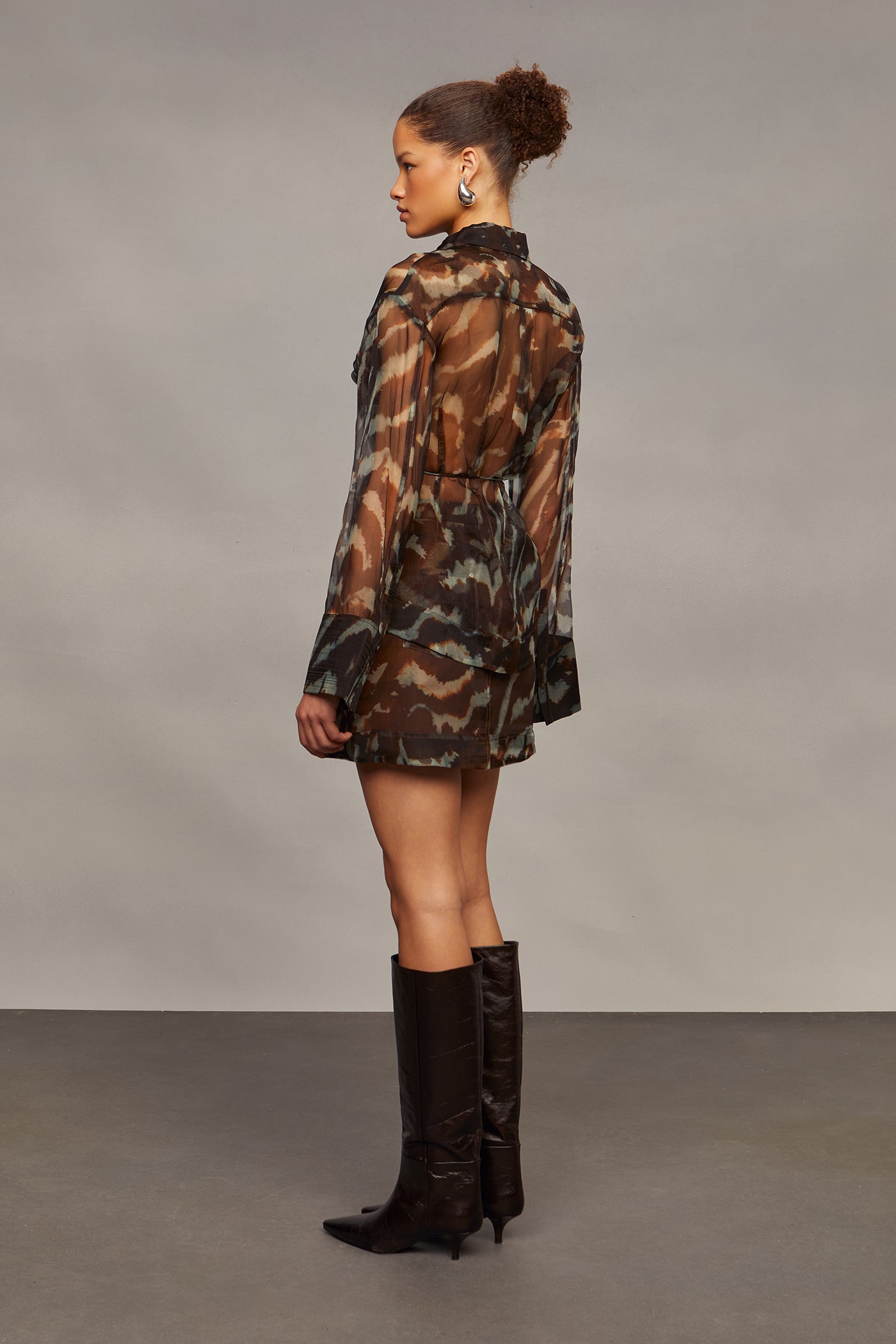 Clea Sheer Printed Silk Blouse