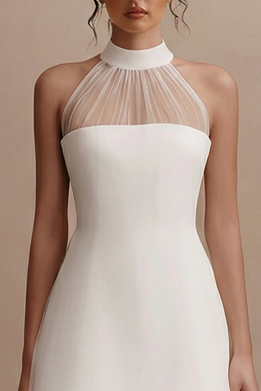 White Short A Line Engagement Dress with Cape
