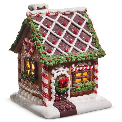 7" Lighted Chocolate Frosted Gingerbread House