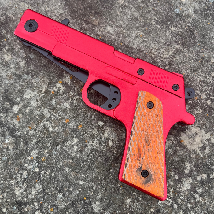 7" Red Pistol Knife - AnyTime Blades