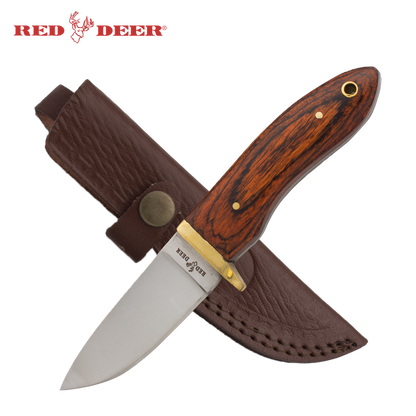 7.5 inch Red Deer Red Natural Wood Handle Hunting Knife - AnyTime Blades