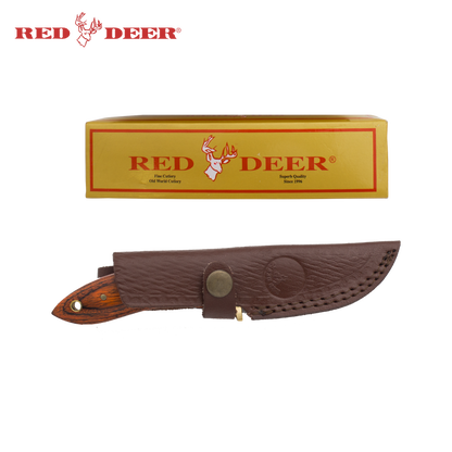 7.5 inch Red Deer Red Natural Wood Handle Hunting Knife - AnyTime Blades