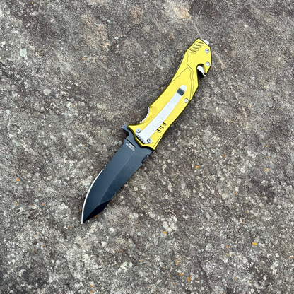 8" Army Assist Tactical Rescue Pocket Knife Army Green Handle Half Serrated Tanto Blade - AnyTime Blades