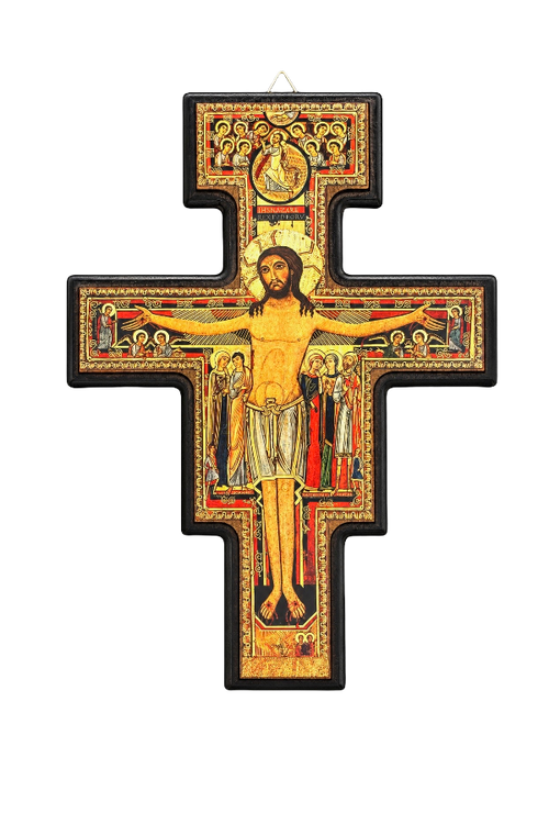 9 1/2" San Damiano Cross with Brown Border