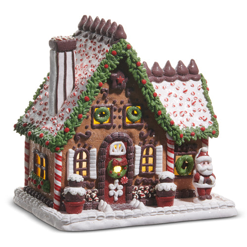 9" Lighted Chocolate Frosted Gingerbread House