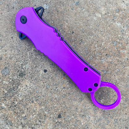 9" Purple Mean Bitch Stiletto Pocket Knife - AnyTime Blades