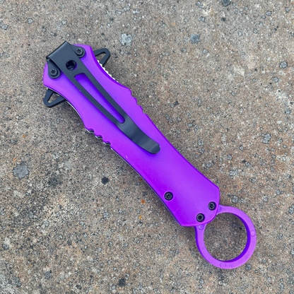 9" Purple Mean Bitch Stiletto Pocket Knife - AnyTime Blades