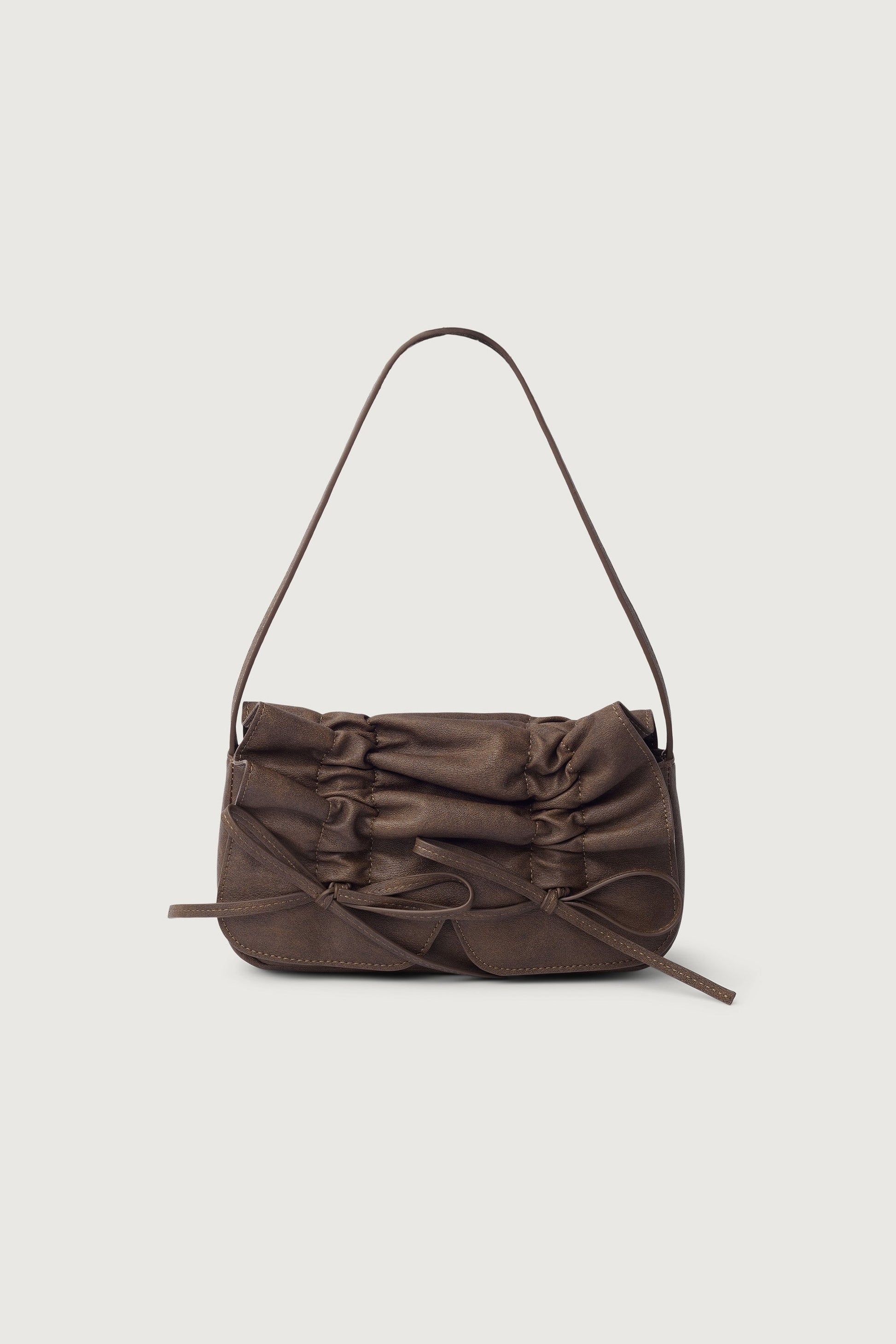 BOW-DETAILED RUCHED SHOULDER BAG