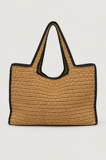 NATURAL STRAW WOVEN TOTE BAG