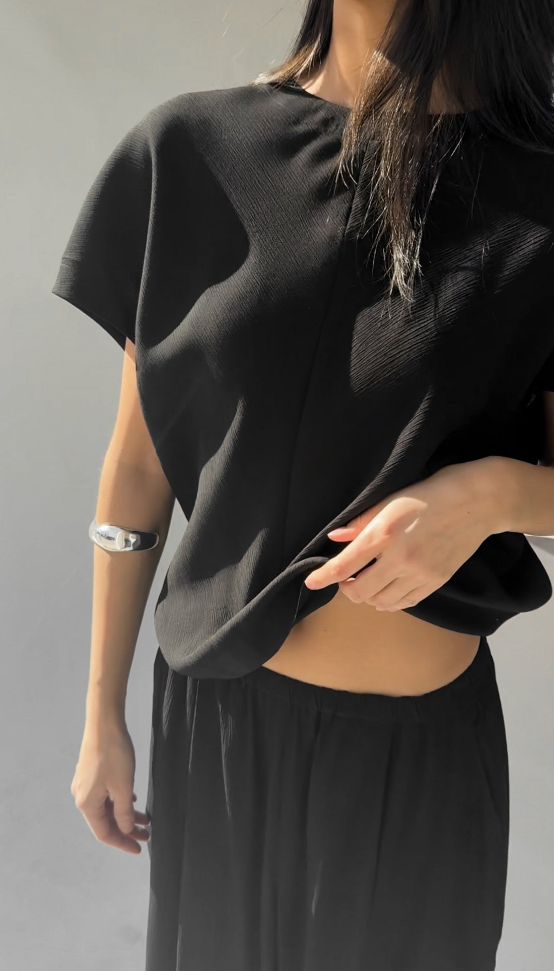 CRINKLED RAYON TOP