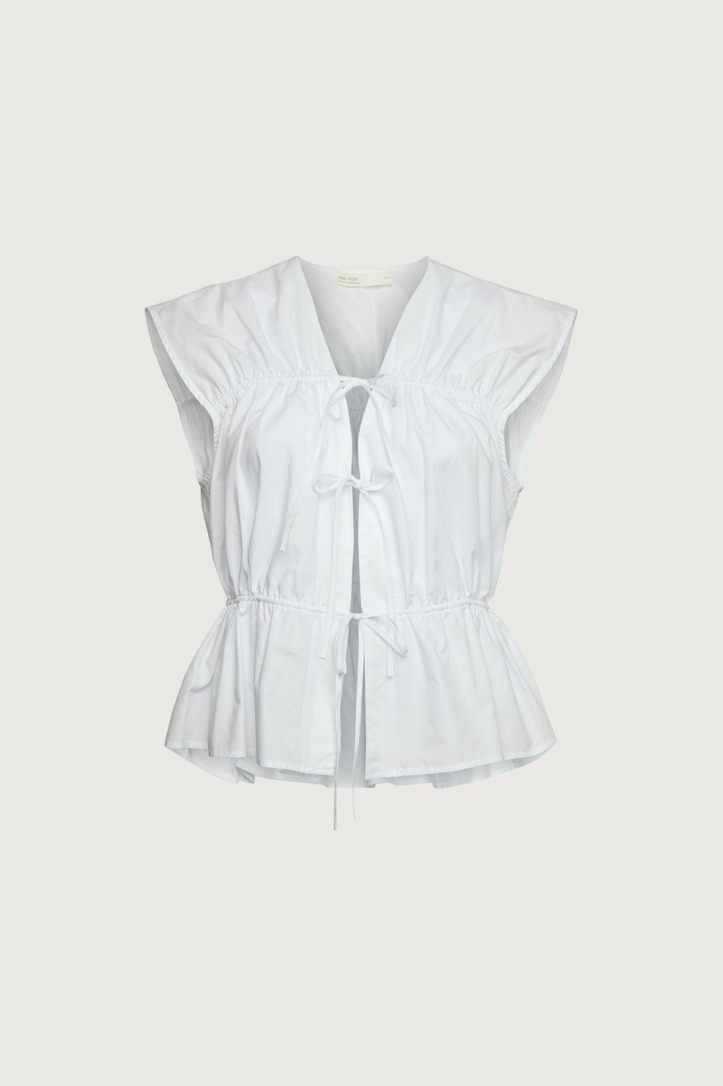 GATHERED TOP WITH FRONT TIES