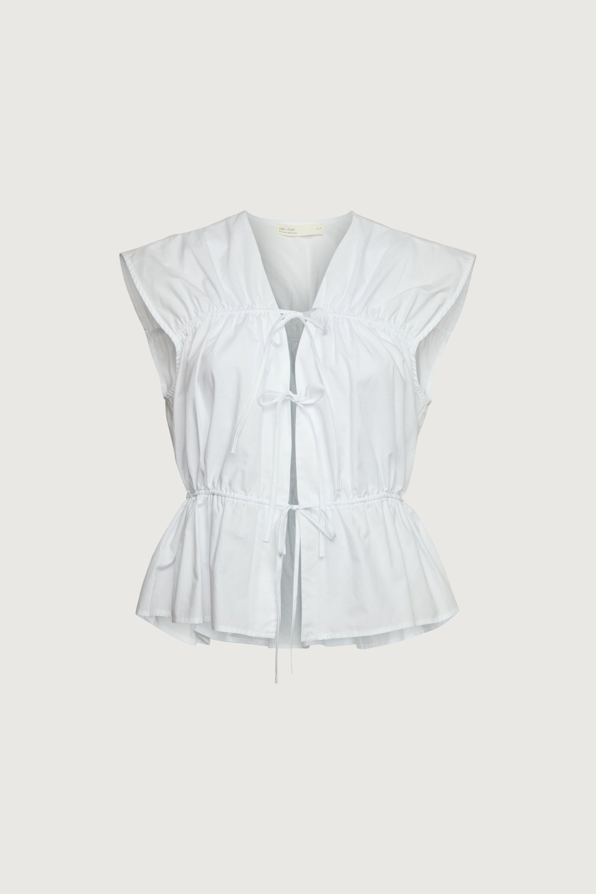 GATHERED TOP WITH FRONT TIES