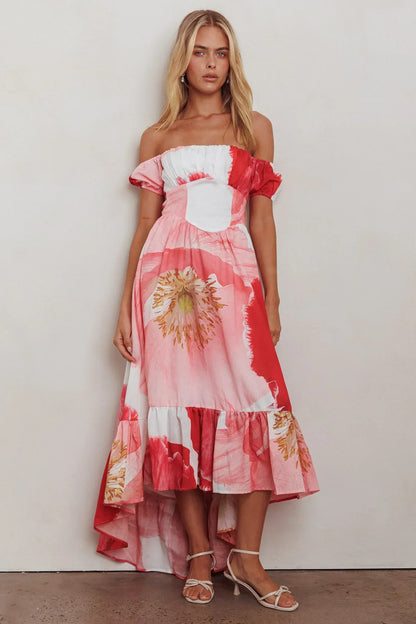Sunday Mornings Ruched Bust Maxi Dress Floral Blush