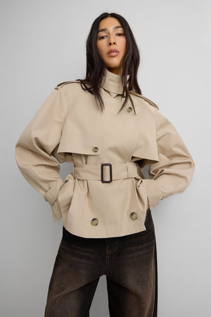SHORT BELTED TRENCH COAT
