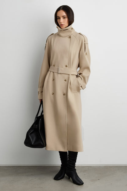 OVERSIZED TRENCH COAT WITH FUNNEL NECK