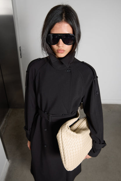 OVERSIZED TRENCH COAT WITH FUNNEL NECK