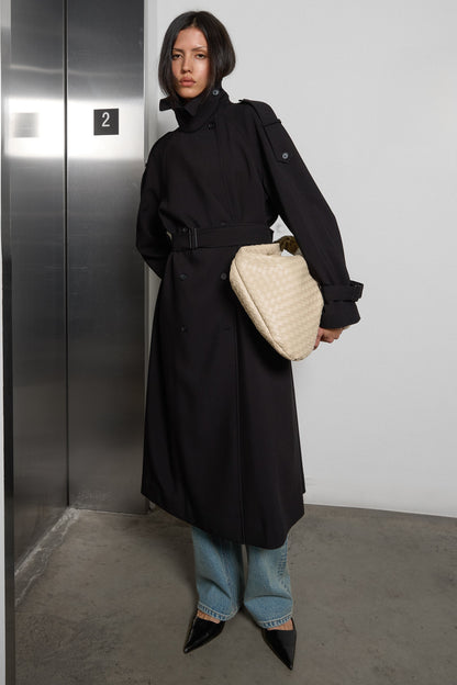 OVERSIZED TRENCH COAT WITH FUNNEL NECK