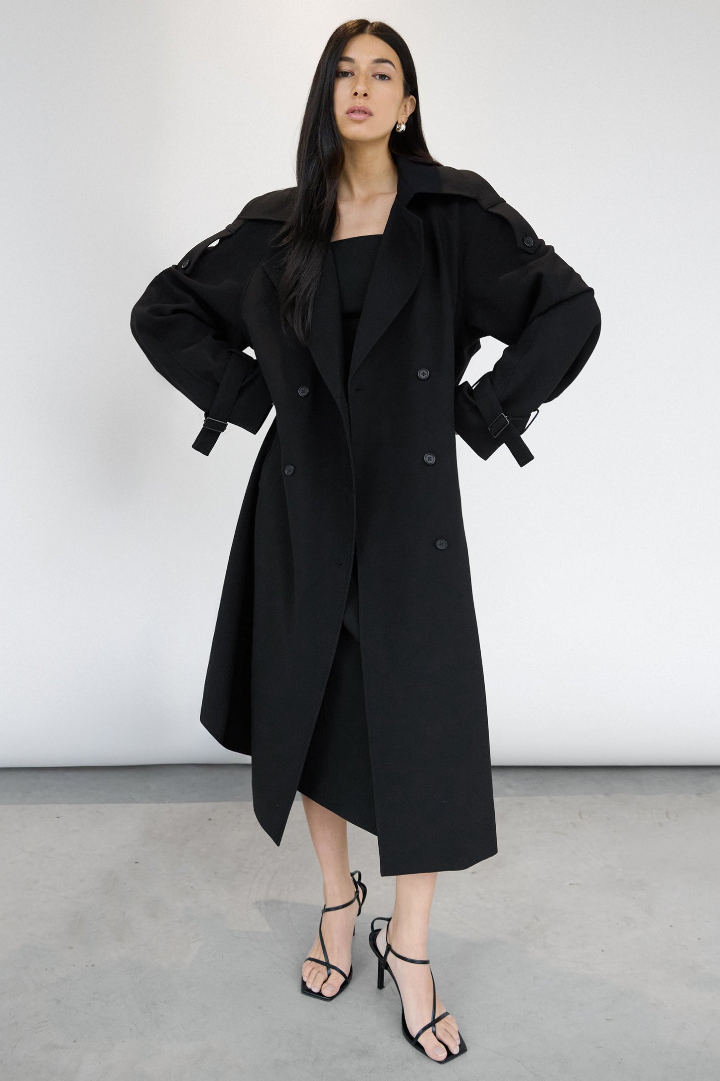 OVERSIZED TRENCH COAT WITH FUNNEL NECK